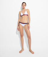 Solid Neckholder-Bikinioberteil für Damen – Vilebrequin x Ines de la Fressange Weiss Vorderseite getragene Ansicht