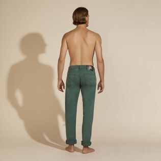 Men 5-Pockets Tencel Gabardine Pants Pine back worn view