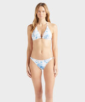 Braguita de bikini de corte brasileño con estampado Medusa and Shells para mujer Blanco vista frontal desgastada