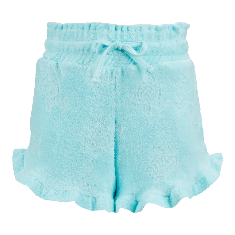 Pantalones Cortos De Felpa Con Estampado Rondes Des Tortues Para Niña - Short - Ginetty - Azul