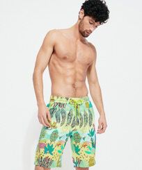 Jungle Rousseau Bermudashorts aus Leinen mit Print für Herren Ginger Vorderseite getragene Ansicht