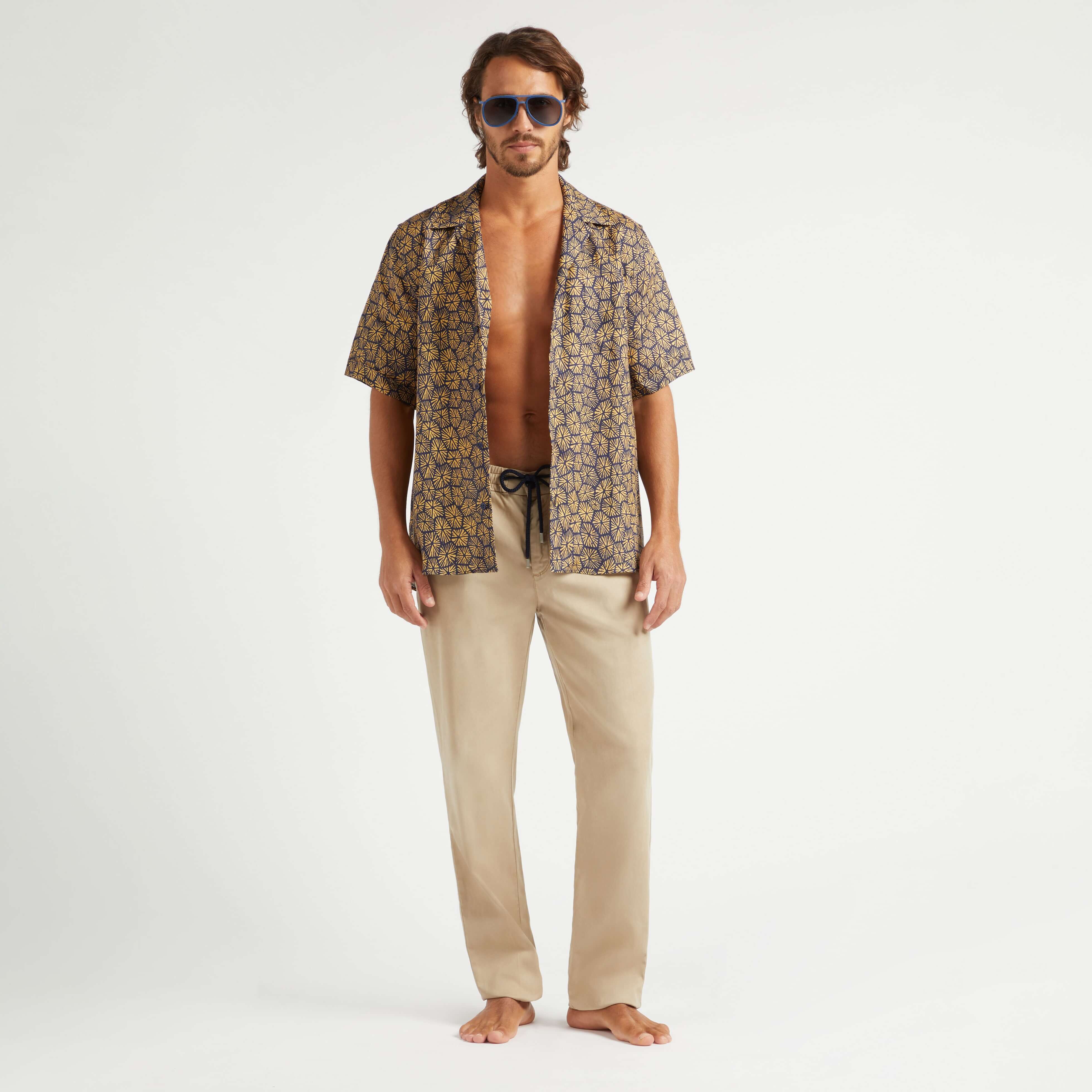 Men Tencel Cotton Elastic Waist Pants | Vilebrequin