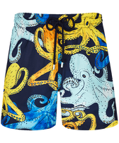 Pantaloncini mare uomo ultraleggeri e ripiegabili Poulpes Aquarelle Blu marine vista frontale