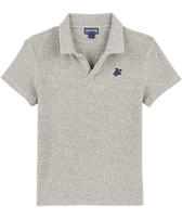 男童纯色毛圈布 Polo 衫 Heather grey 正面图