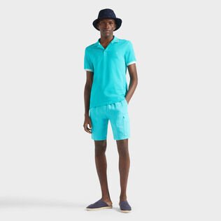 Polo en piqué coton organique homme uni Vert disco vue de détail 1