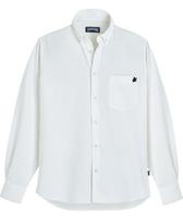 Men Corduroy Shirt Solid Off white front view