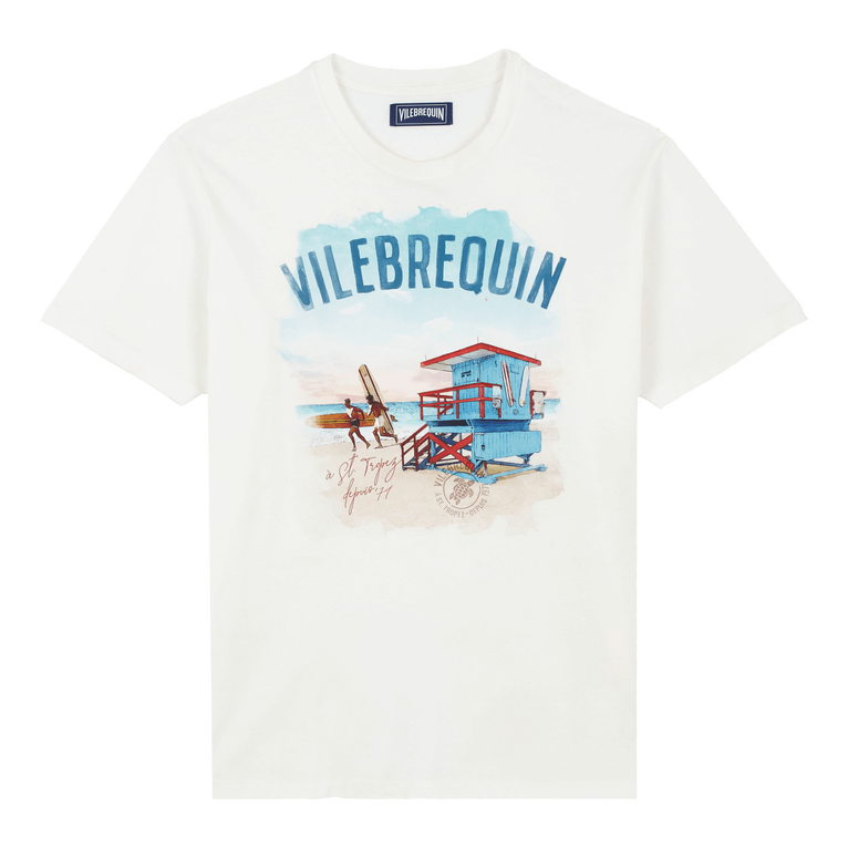 Cotton Men T-shirt Malibu Lifeguard - Portisol - White - Size L - Vilebrequin