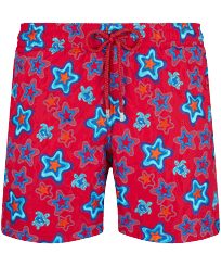 Men Embroidered Swim Shorts Stars Gift - Limited Edition Burgundy front view