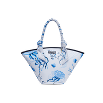 Women Neoprene Beach bag Medusa and Shells White front view