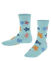 Calcetines con estampado Rondes des Tortues Multicolores para niños: Vilebrequin x Falke Acqua vista frontal desgastada