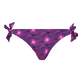 Braguita de bikini de corte brasileño con tiras anudadas en los laterales y estampado Hypno Shell para mujer Azul marino vista frontal