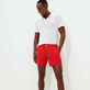 Polo en punto de lino de color liso para hombre Blanco detalles vista 2