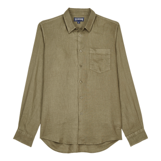 Camicia uomo in lino Natural Dye Scrub vista frontale