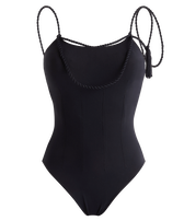 Women Rope One-piece Swimsuit Tresses Black front view