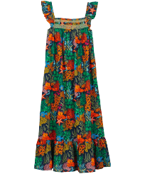 Robe longue fille Fonds Marins Multicolores Bleu marine vue de face