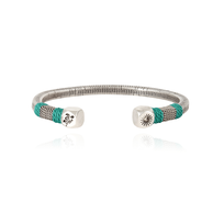 Men silvered Jonc Bracelet - Vilebrequin x Gas Bijoux Veronese green front view