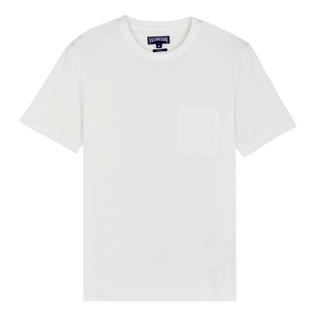 Camiseta de algodón orgánico de color liso para hombre Blanco tiza vista frontal