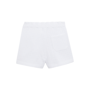 Girls Cotton  Embroidered Bermuda Shorts White back view