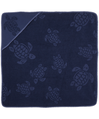 Toalla de playa en Turtle jacquard de color liso para bebé Azul marino vista frontal