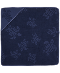 Baby Beach Towel Turtle Jacquard Solid Navy front view