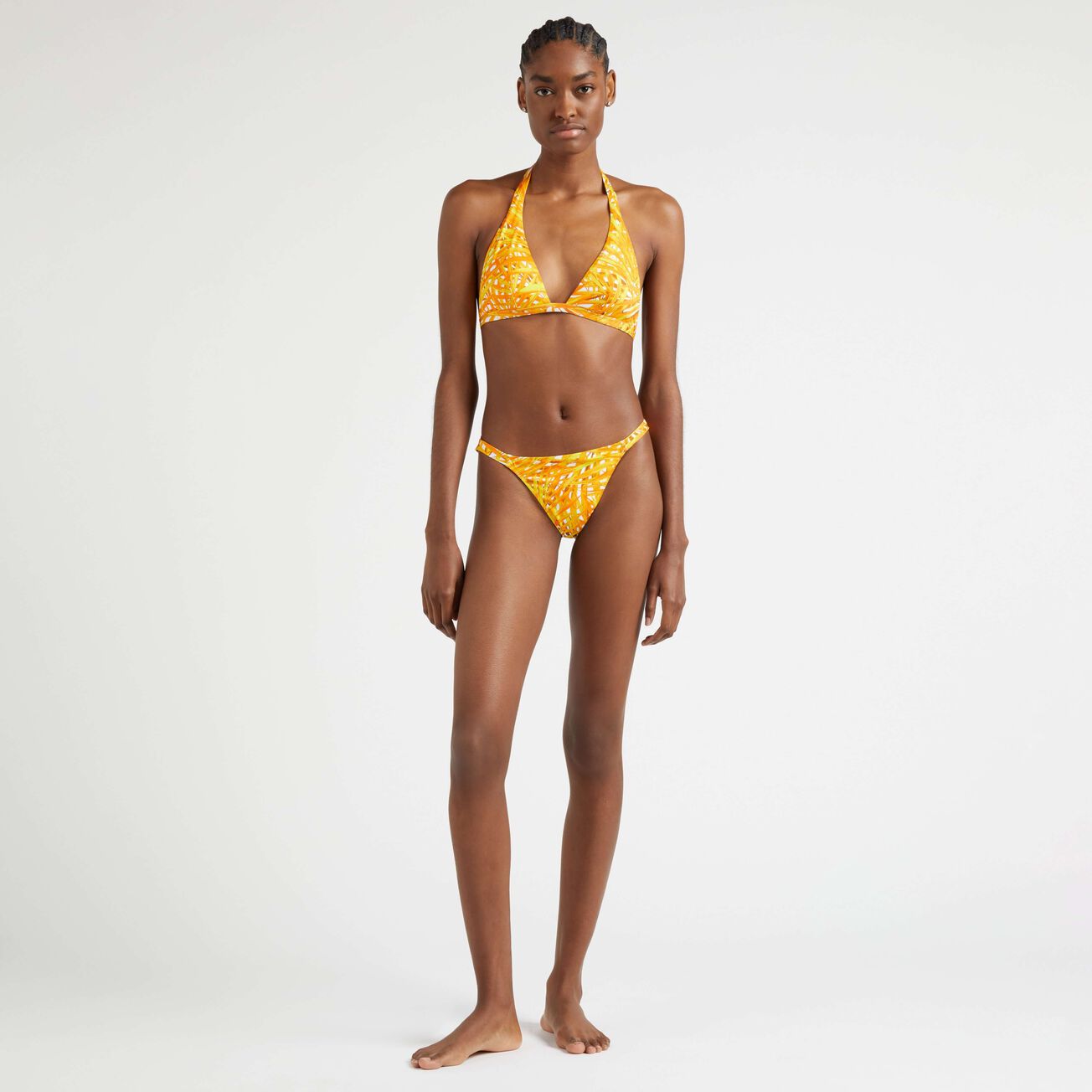 Women Halter Bikini Top Palm Leaves