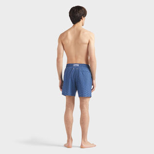 Men Wool Swim Shorts Fish Net Navy back worn view