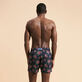 Men Stretch Swimwear Provencal Turtles Navy back worn view