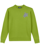 Maglione girocollo uomo in lana e cashmere Turtle Matcha vista frontale