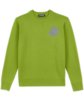 Men Wool and Cashmere Crewneck Sweater Turtle Matcha front view
