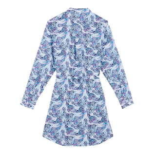 Women Cotton Voile Shirt Dress Isadora Fish White back view