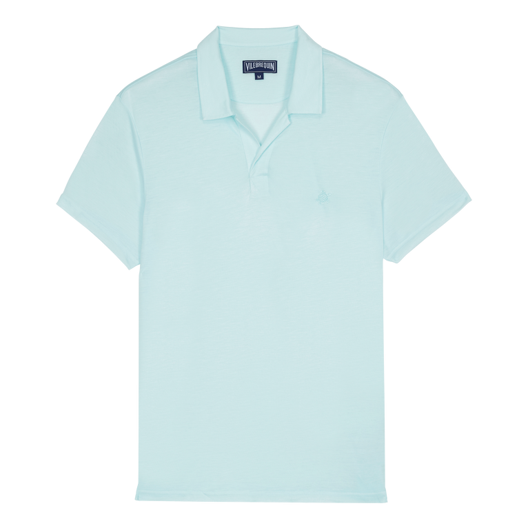 Men Tencel Polo Shirt Solid - Pirinol - Blue