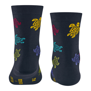 儿童 Rondes des Tortues Multicolores 袜 - Vilebrequin x Falke Midnight blue 背面穿戴视图