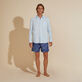Men Linen Shirt Solid Sky blue front worn view