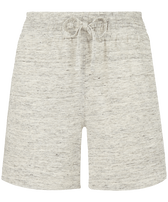 Pantalón corto en lino de color liso para mujer Lihght gray heather vista frontal