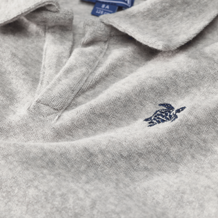 Polo en tejido terry de color liso para niño Gris jaspeado detalles vista 1