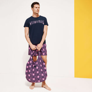 Camiseta de algodón con estampado Hypno Shell para hombre Azul marino detalles vista 3