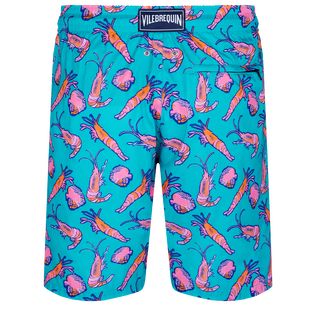 Men Long Ultra-light and packable Swim Shorts Crevettes et Poissons Curacao back view