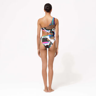 女士 Séduction 不对称连体泳装 - Vilebrequin x Deux Femmes Noires Multicolor 背面穿戴视图