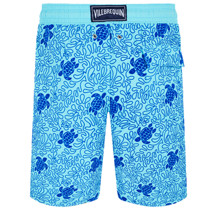 Bañador elástico largo con estampado Turtles Splash para hombre Lazulii blue vista trasera