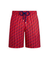 Men Long Ultra-Light and Packable Swim Shorts Micro Rondes des Tortues Poppy red front view