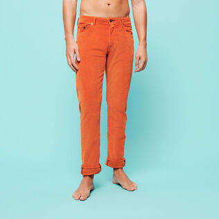 Pantalón recto de terciopelo con cinco bolsillos para hombre Rust detalles vista 2