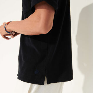Camisa de bolos lisa en tejido terry unisex Negro detalles vista 4