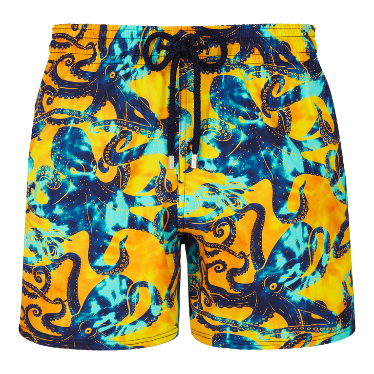 Men Stretch Swim Shorts Poulpes Tie And Dye - Moorise - Yellow