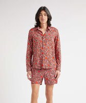 Men Cotton Voile Lightweight Shirt Oursinades Poppy red front worn view