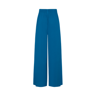 Pantalones de viscosa de pernera ancha para mujer Peacock vista trasera