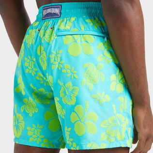 Men Ultra-light and packable Flocked Swim Shorts Tropical Turtle Disco green details view 2