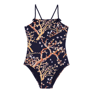 Bañador de una sola pieza con estampado Sweet Blossom para niña Azul marino vista frontal