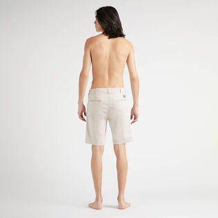 Men Tencel Bermuda Shorts Solid Hemp back worn view