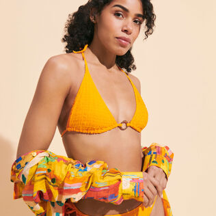 Top bikini donna a triangolo Plumetis Carota dettagli vista 2