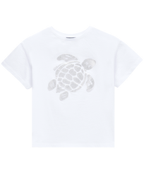 T-shirt en coton fille Tortue argentée Blanc vue de face